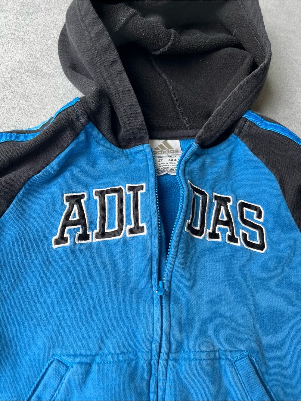 Lot of 3 adidas 4T Jackets: Navy/Orange & Gray/Lime Track Jkt, Blue/Black Hoodie - Picture 8 of 12